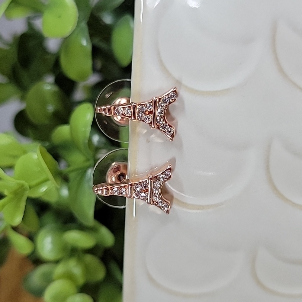 Eiffel Tower Shimmer Stud Earrings, rose gold - Picture 3 of 7